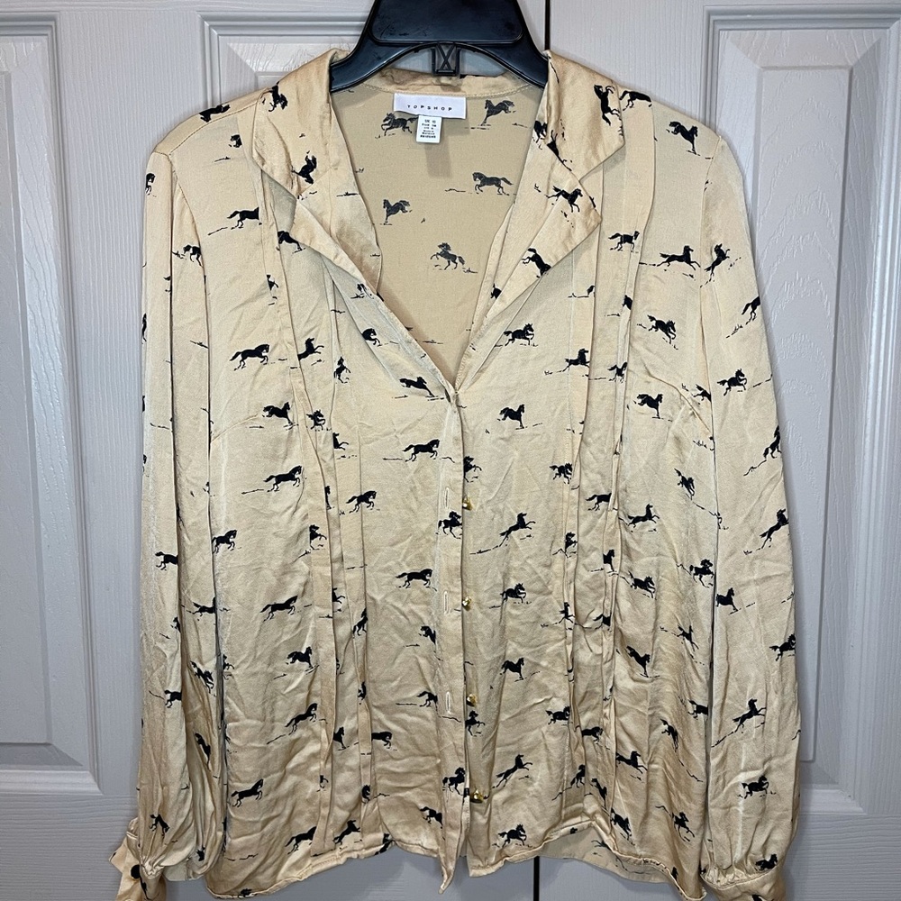 TopShop Longsleeve Blouse with horses